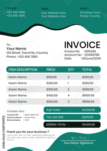 A new invoice design with good quality print ready	