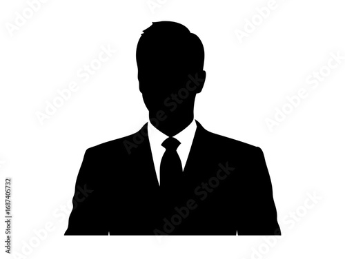 Man young unshaven businessman business clothes silhouette - on white background isolate .Hipster Man Silhouette