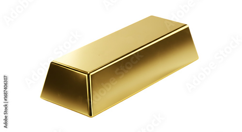 Gold Bar on Transparent Background Close Up Shot