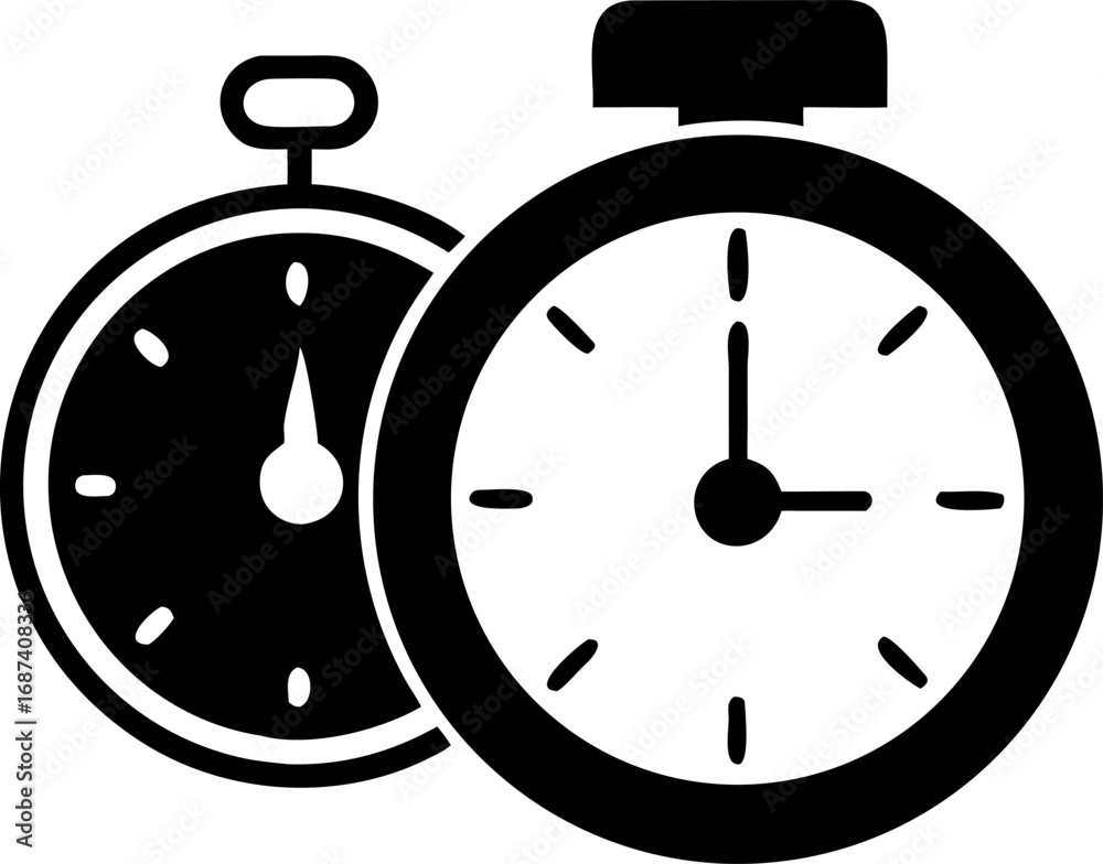 Obraz premium Time Management Stopwatch and Clock Icons for Efficiency and Productivity