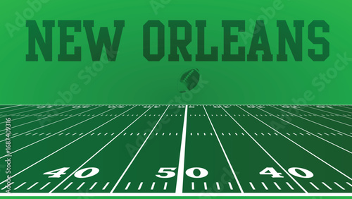 New Orleans Drawings Of City Names, American Football green field, Vector Illustration Abstract Editable image, Social Media and web Post