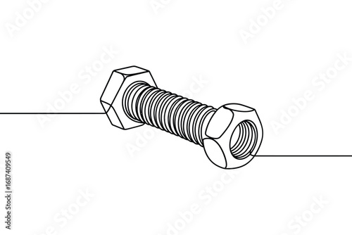 Detailed illustration of a hex bolt and nut on a white background