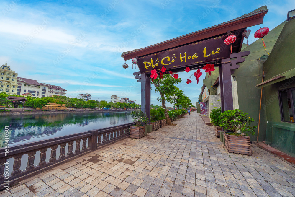Obraz premium View of Hoa Lu old town which is a very famous destination for tourists in Ninh Binh, Vietnam