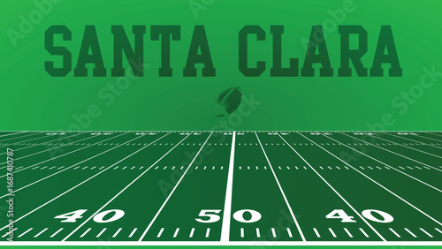 Santa Clara Drawings Of City Names, American Football green field, Vector Illustration Abstract Editable image, Social Media and web Post