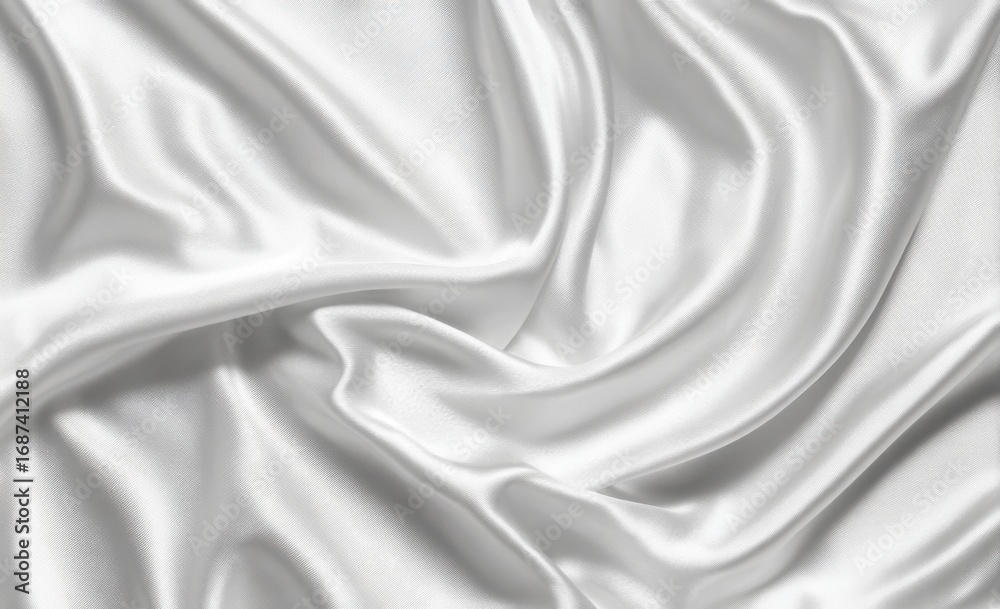 Naklejka premium Close-up of flowing, draped, smooth white fabric