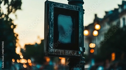 Urban Dusk: Crosswalk Sign
