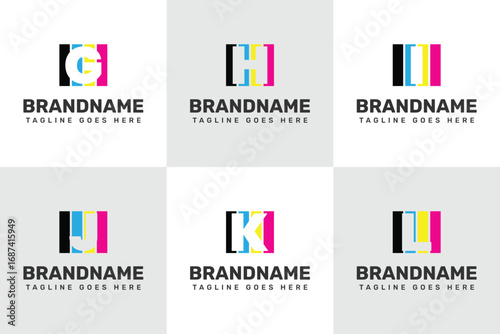 Letter G H I J K L Printing CMYK Logo, symbolizing printing, color, and creativity