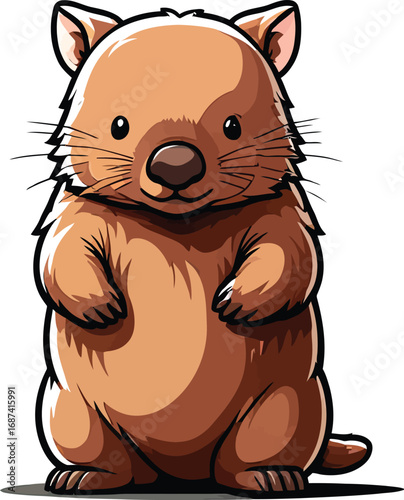 Cute cartoon a illustrator vector wombat