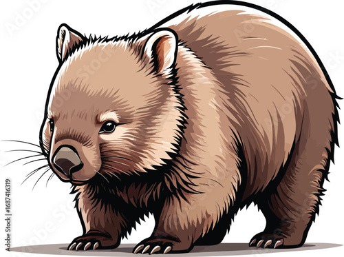 Cute cartoon a illustrator vector wombat