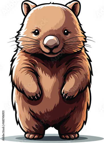 Cute cartoon a illustrator vector wombat
