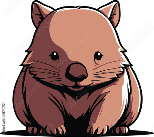 Cute cartoon a illustrator vector wombat