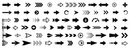 Arrows big black set icons. Arrow icon. Arrow vector collection. Arrow. Cursor. Collection different arrows sign. Modern simple arrows. Black arrow pointing to the right. Vector arrow illustration
