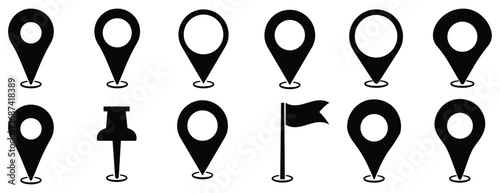 Set of location pin icons. Point of location map pointer. Marker pointer.Map Marker Illustration. Destination Symbol. Pointer Logo. Vector illustration.
