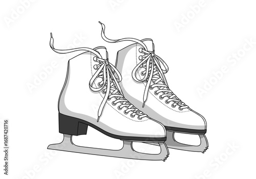 Classic ice skates for figure skating and recreational ice sports featuring a high-top boot and sharp blades for gliding gracefully across the frozen surface