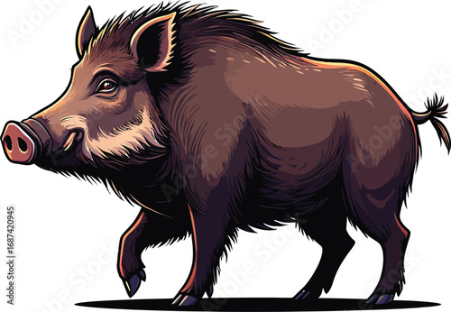 Cute cartoon a illustrator vector wild boar