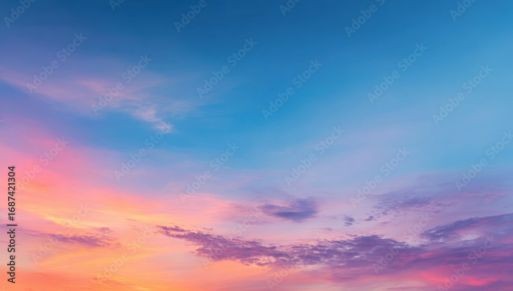 Fototapeta premium Colorful sunset sky with soft clouds