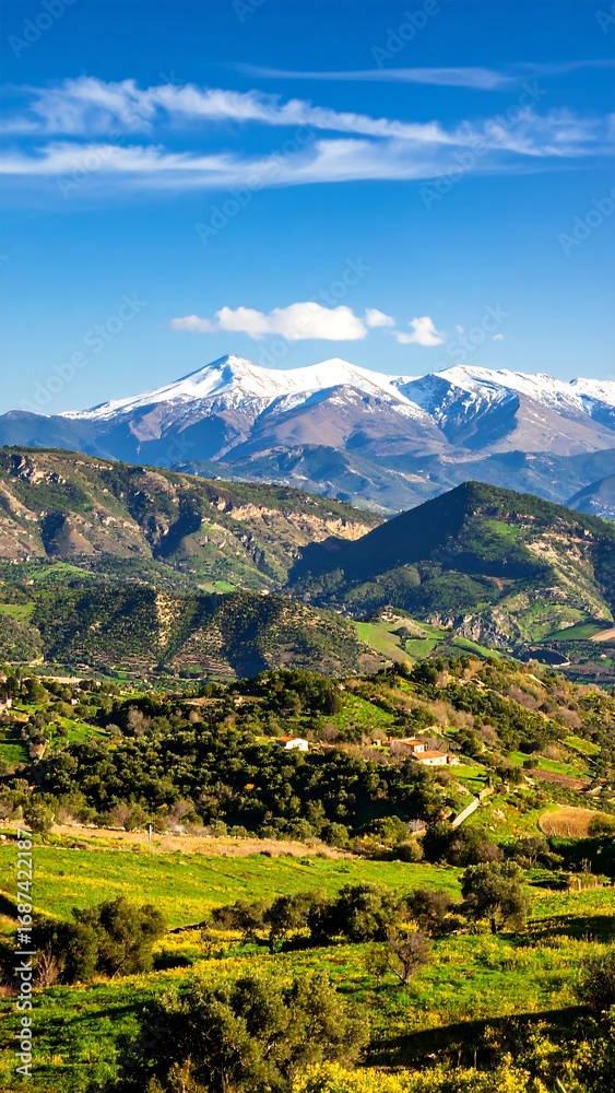 Naklejka premium Mountain valley landscape (1)