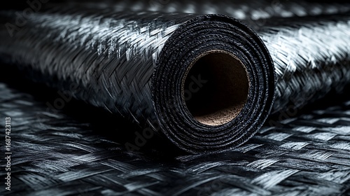 Rolled Carbon Fiber Sleek with Strong, and Lightweight Material CloseUp.