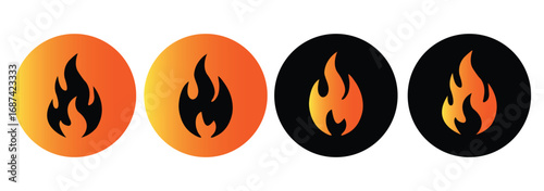 Set of fire flame vector icons. Collection of fire and flame icons. Bonfire icons, flaming elements