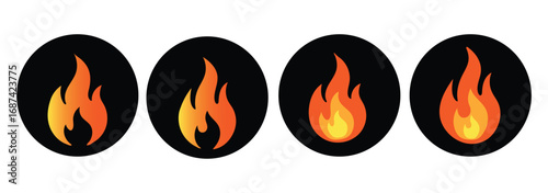 Set of fire flame vector icons. Collection of fire and flame icons. Bonfire icons, flaming elements