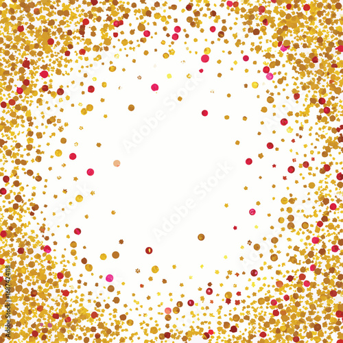 Gold and Red Confetti Frame: Festive Background