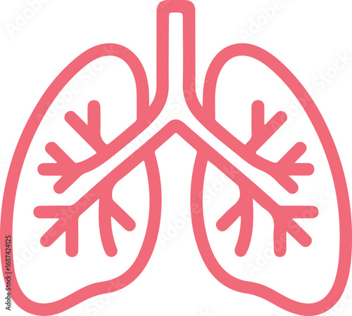 Stylized Human Lungs Icon. Health, Breath, and Medical Awareness Illustration 