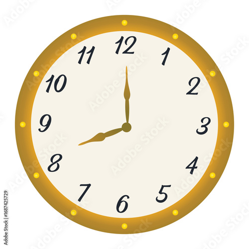 Analog Wall Clock Graphic with Hands Monochrome Timer and Schedule Icon