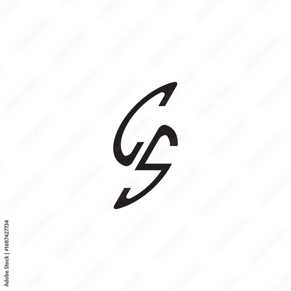 Fototapeta premium curved oval shape alphabet initial logo vector CS gaming monogram Black letter