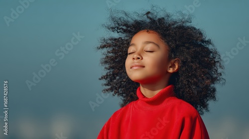 Joyful Child Portrait with Jheri Curl and Bright Smile
