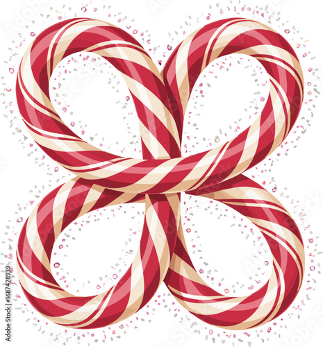 Candy Cane Knot Illustration Festive Sweet Treat Holiday Season Design