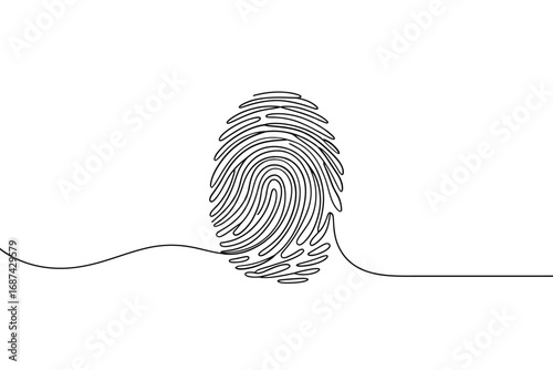 Minimalist fingerprint graphic with a single continuous line