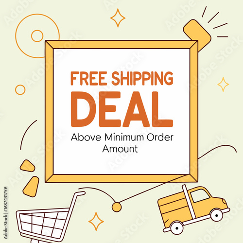 Free shipping deal above minimum order amount promotion for online shopping store and e commerce business