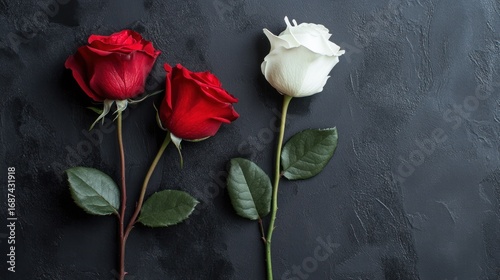 Beautiful Roses in Red and White A Stunning Floral Arrangement on a Dark Background