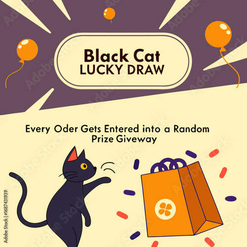 Black cat lucky draw prize giveaway contest enter to win promotion promotional event celebration raffle 100