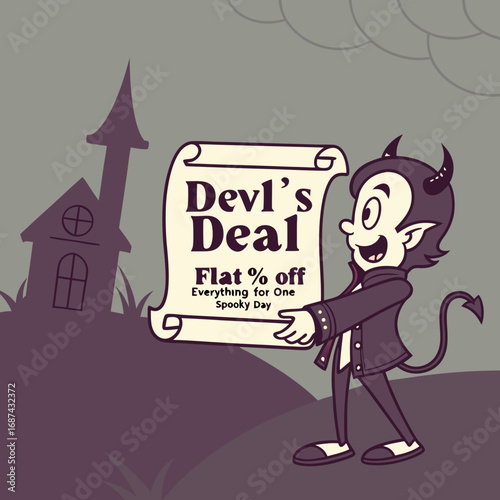 Devil's deal halloween sale spooky day promotion flat percentage off everything for one spooky day special offer