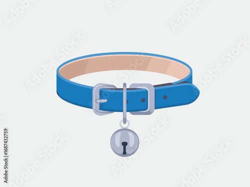 Blue collar with a bell a flat vector illustration for pet safety and design