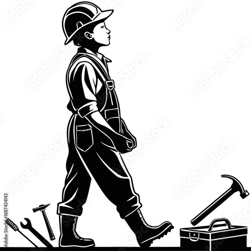 a young worker in a workshop