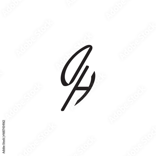 curved oval shape alphabet initial logo vector DH gaming monogram Black  letter