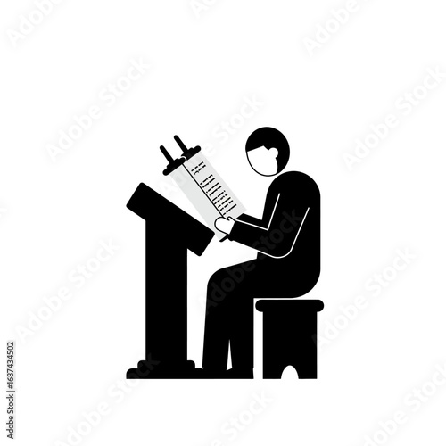 Man Reading Torah Scroll in Synagogue.