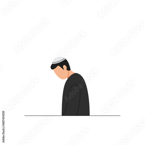 Man Bowing Head in Prayer or Contemplation.