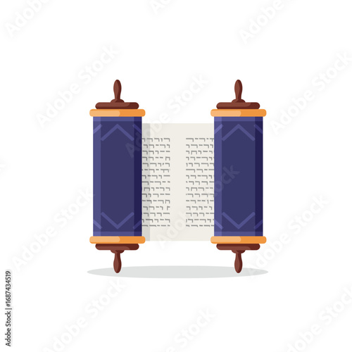 Ancient Jewish Torah Scroll Illustration.