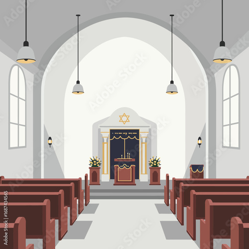 Interior of a Traditional Synagogue.