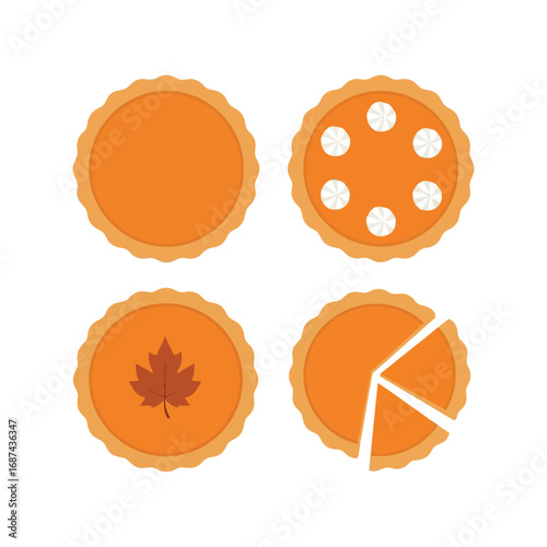 Pumpkin pie stages festive autumn dessert preparation celebration food thanksgiving holiday vector