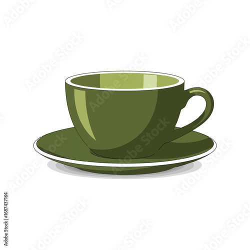 Modern green coffee cup and saucer isolated on for cafe and restaurant branding vector