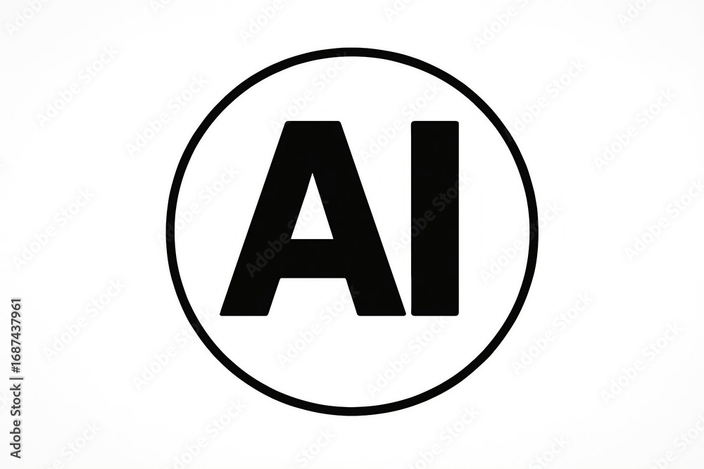 Obraz premium Simple black and white oval logo with the bold letters ai inside representing artificial intelligence or a company name