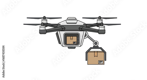 Delivery Drone Carrying a Package, Modern Technology for Fast Shipping.