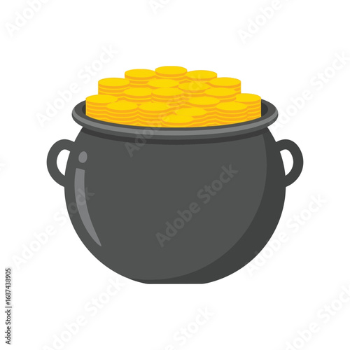 Pot of gold coins vector illustration lucky treasure wealth finance concept vector