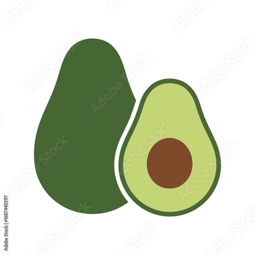 Healthy avocado fruit cut half slice food organic diet nutrition green natural foodstuff vector