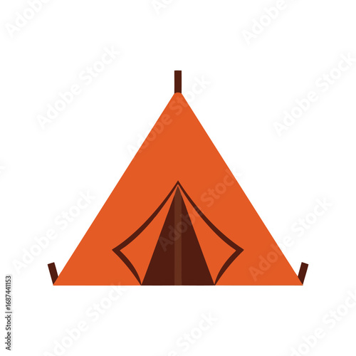 Orange tent camping adventure outdoor recreation summer season family fun vector