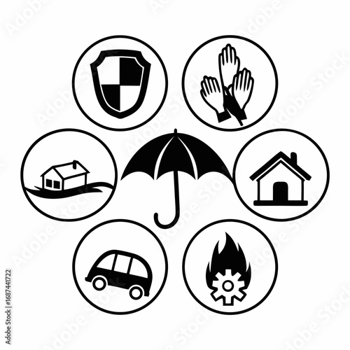 Illustration of insurance concept in doodle style